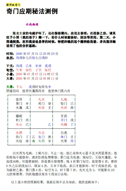 Xue Denglin-Qimen Yingqi Secret Method Test Case HD download, can be printed directly